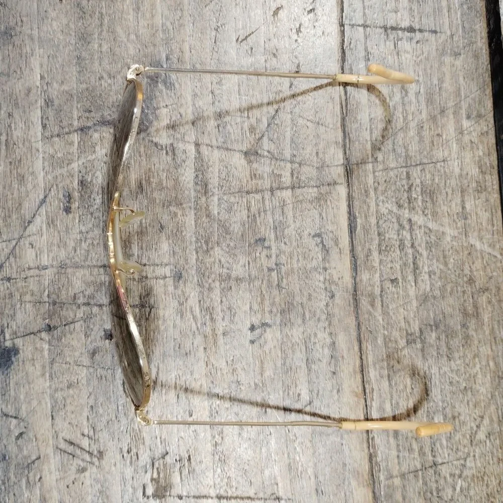 Vintage Tasco Aviator Shades Sunglasses & Case Japan Gold Frame